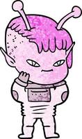 cute cartoon alien girl vector