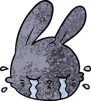 cartoon rabbit face crying vector