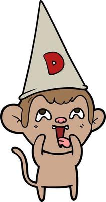 crazy cartoon monkey in dunce hat