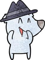 laughing bear cartoon wearing hat vector