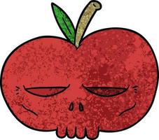 dibujos animados espeluznante calavera manzana vector