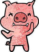 angry cartoon pig vector