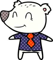 polar bear in shirt and tie cartoon vector