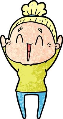 cartoon happy old lady