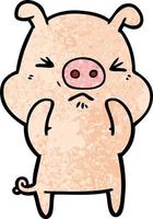 cartoon angry pig vector