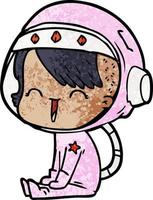 happy cartoon space girl vector