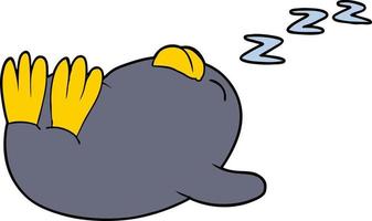 pingüino durmiente de dibujos animados vector