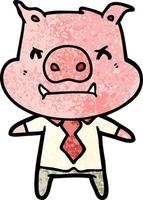 enojado, caricatura, cerdo, jefe vector