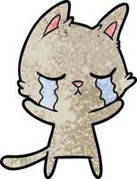 crying cartoon cat vector