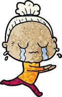 cartoon crying old lady vector