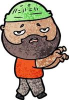 cartoon worried man with beard vector