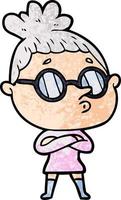 cartoon woman wearing glasses vector