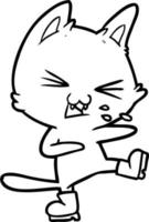 gato de dibujos animados silbando con botas grandes vector