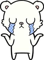 sad little polar bear cartoon vector