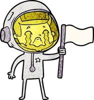 cartoon crying astronaut vector