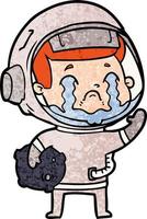 astronauta llorando de dibujos animados vector