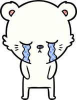 sad little polar bear cartoon vector