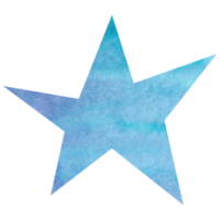 Blue watercolor star. Celestial element, space, sky png