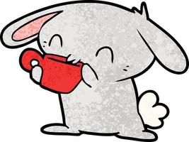 cartoon rabbit drinking tea vector