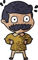 cartoon man with mustache shocked vector