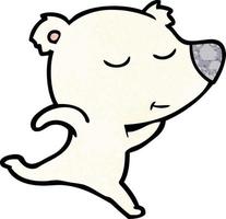 happy cartoon polar bear running vector