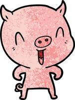 happy cartoon pig vector