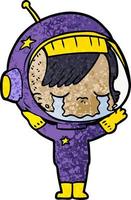 cartoon crying astronaut girl vector