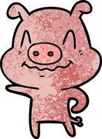 nervous cartoon pig vector