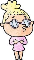 cartoon woman wearing glasses vector