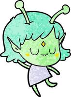 cartoon alien girl vector