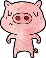 cartoon content pig vector