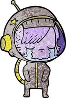 cartoon crying astronaut girl vector