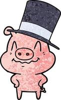 nervous cartoon rich pig vector