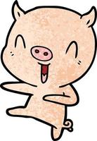 cartoon pig dancing vector