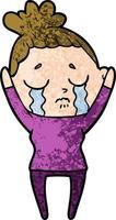 cartoon crying woman vector