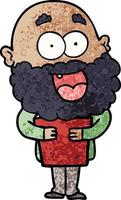 cartoon crazy happy man with beard and book vector