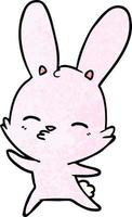 curious waving bunny cartoon vector