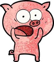 cartoon pig shouting vector