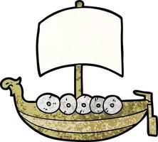 cartoon viking boat vector