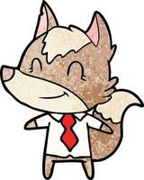 friendly cartoon wolf office worker vector