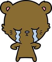 crying bear cartoon chraracter vector