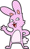 cartoon rabbit waving vector