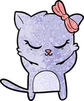 cute cartoon cat with bow vector