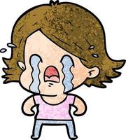 cartoon woman crying vector