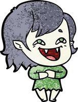 cartoon laughing vampire girl vector