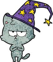 bored cartoon wizard cat vector