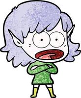 cartoon shocked elf girl vector