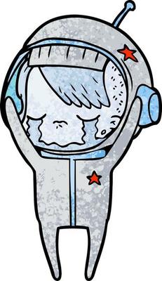 cartoon crying astronaut girl