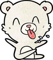 rude cartoon polar bear sticking out tongue vector