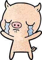 cartoon pig crying vector